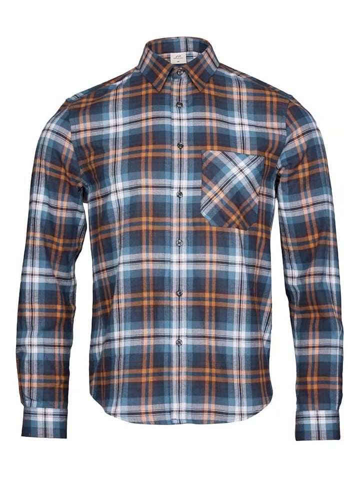 Blouse lichtbruin/blauw