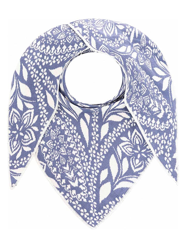 Dreieckstuch "Paisley Blätter" in Blau - (L)200 x (B)130 cm