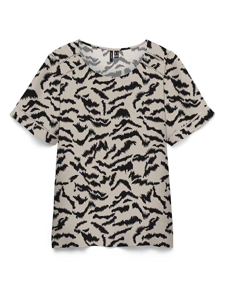 Bluse in Beige/ Schwarz