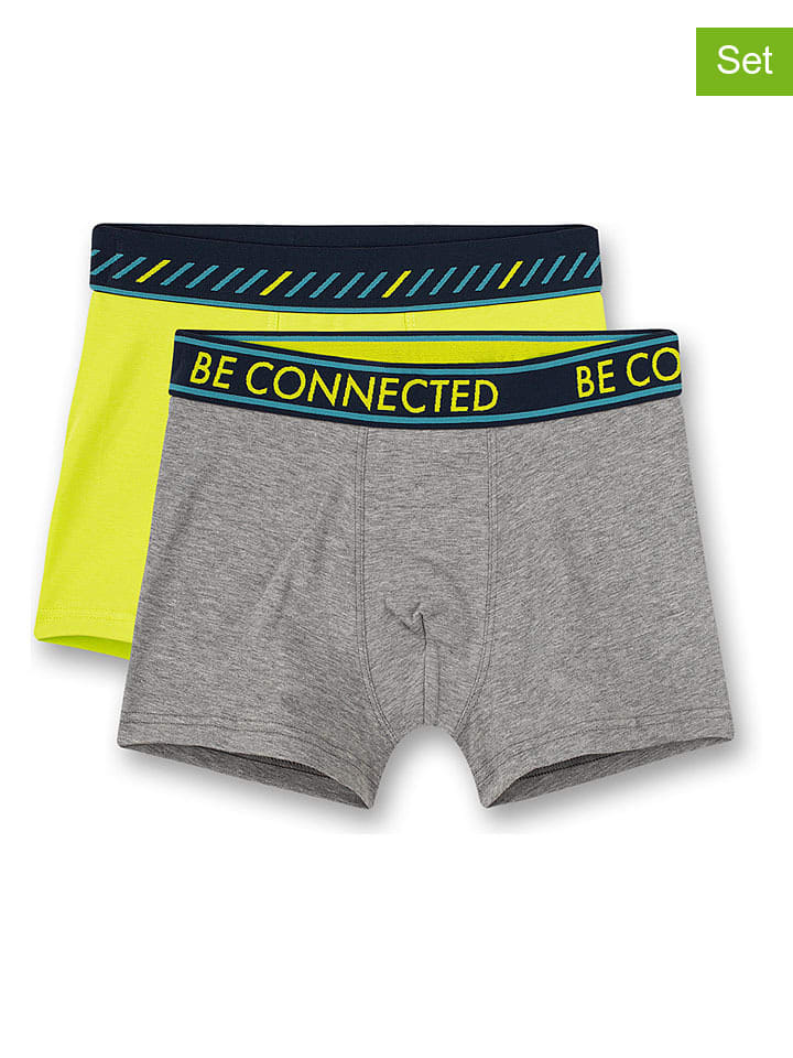 2er-Set: Boxershorts in Neongrün/ Grau