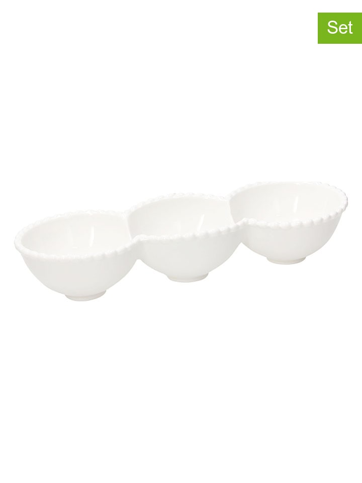 3er-Set: Servierschalen "Ornament Pearl" in Weiß - (L)27,5 cm