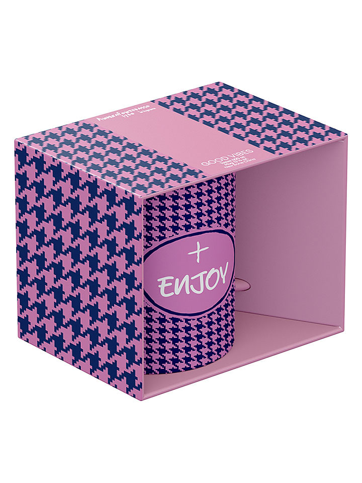 Tasse "Enjoy" in Rosa/ Schwarz - 400 ml