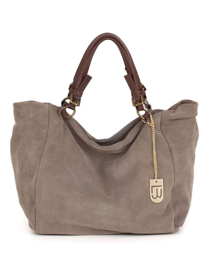 Skórzany shopper bag "Gimignano" w kolorze szarobrązowym - 45 x 50 x 20 cm