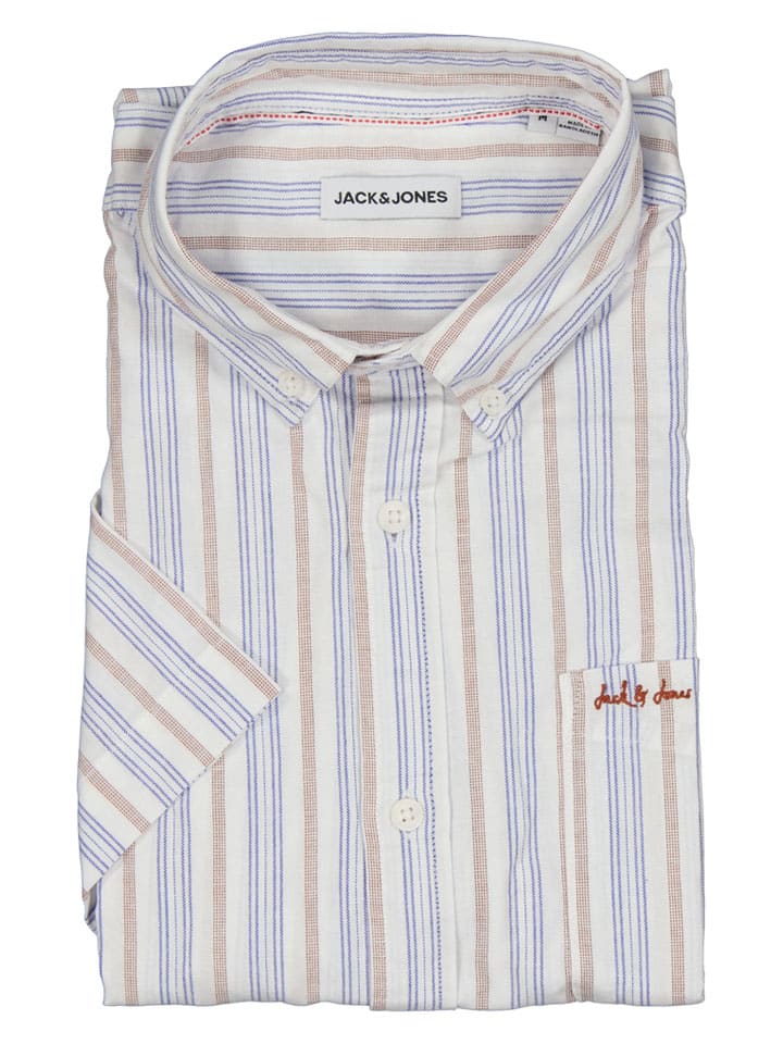 Blouse "Devin" wit/blauw