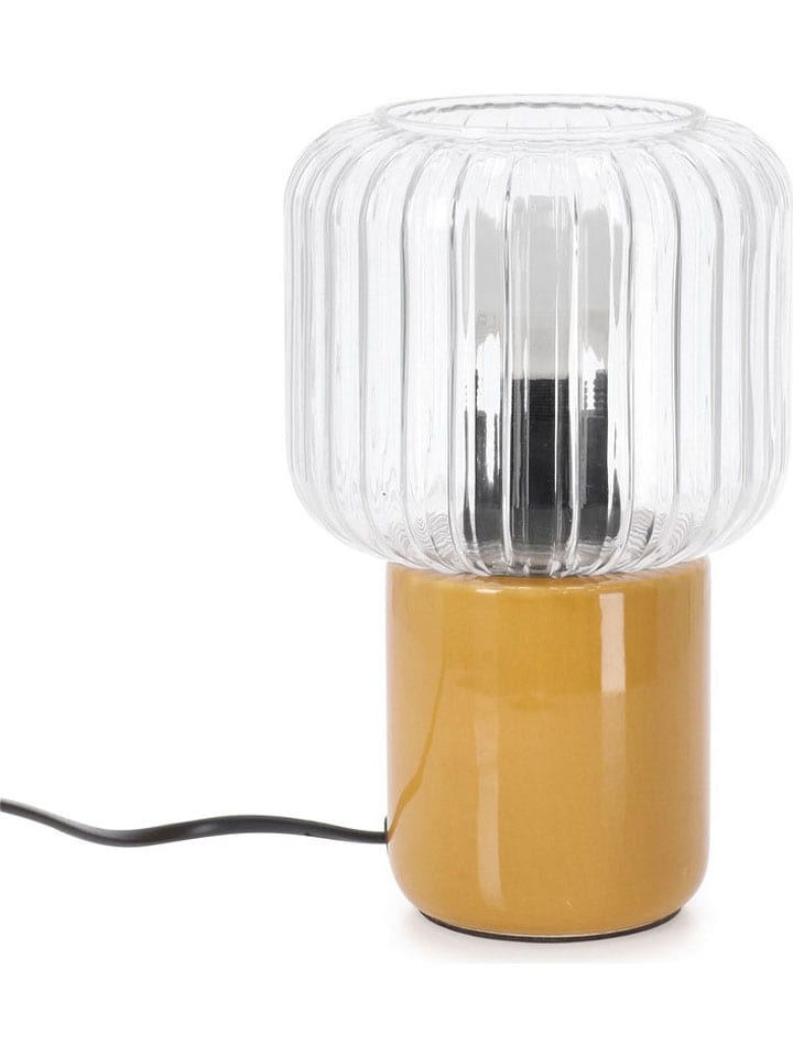 Lampa stołowa "Myndi" w kolorze żółtym - wys. 23 x Ø 14 cm