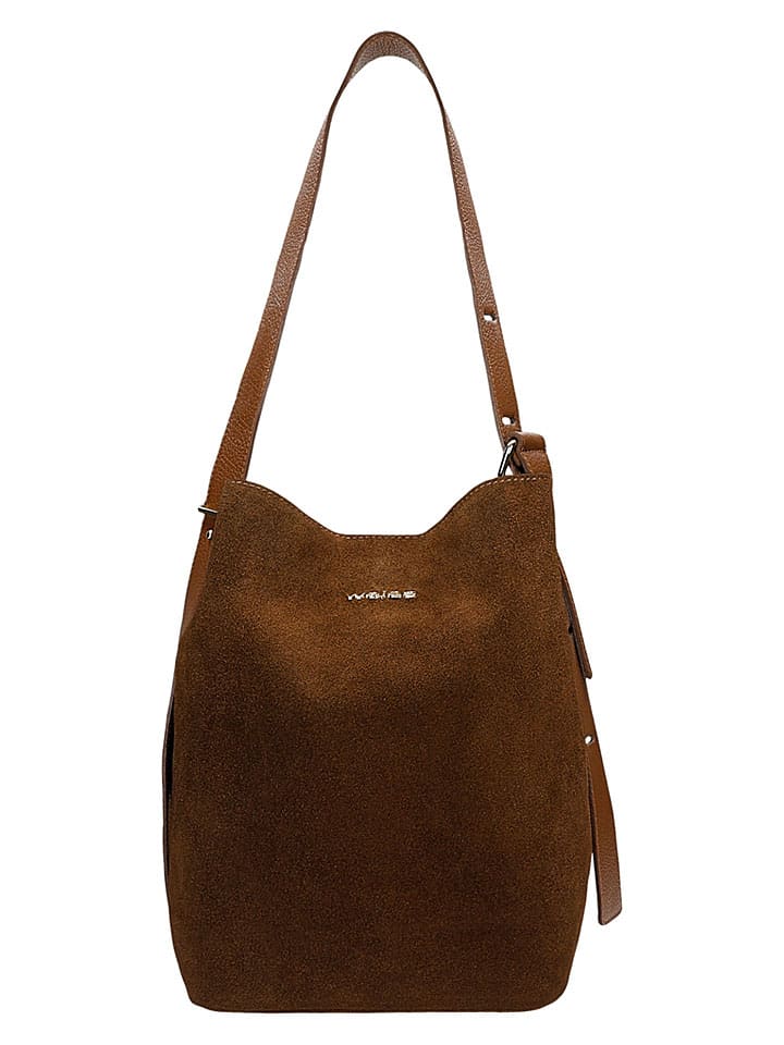 Leder-Schultertasche in Braun - (B)37 x (H)29 x (T)19 cm