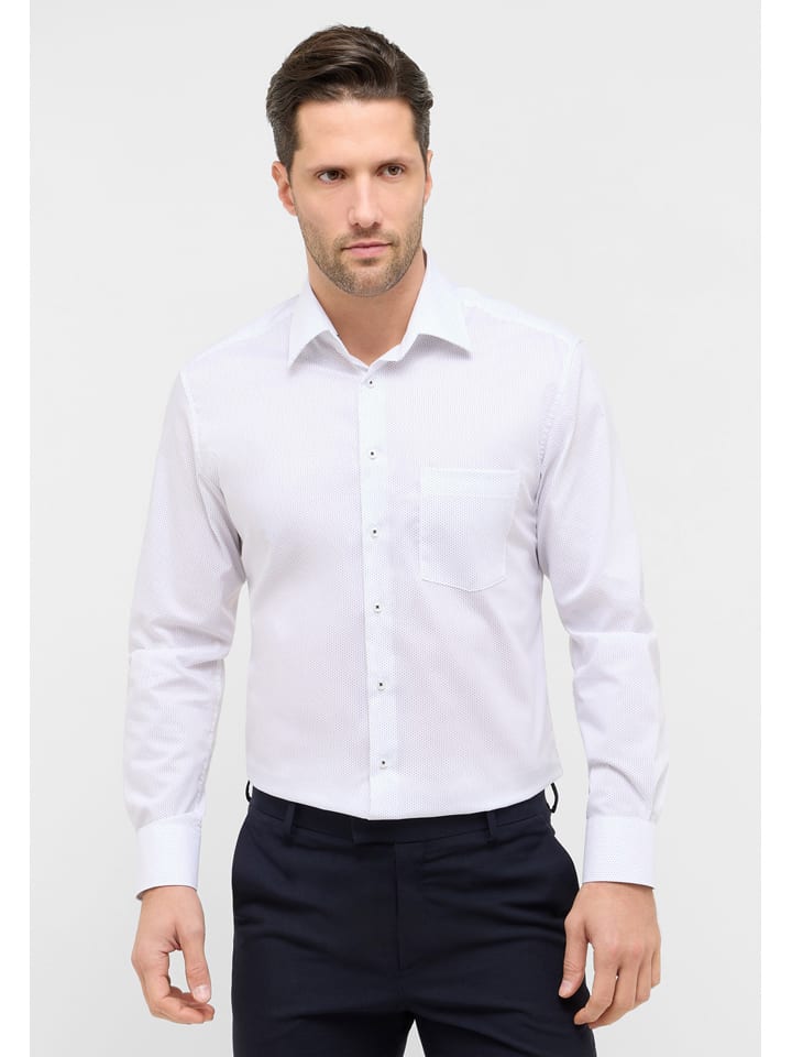 Hemd - Modern fit - in Weiß/ Dunkelblau