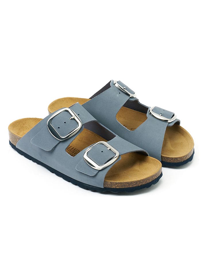 Leder-Pantoletten "Alberto" in Hellblau