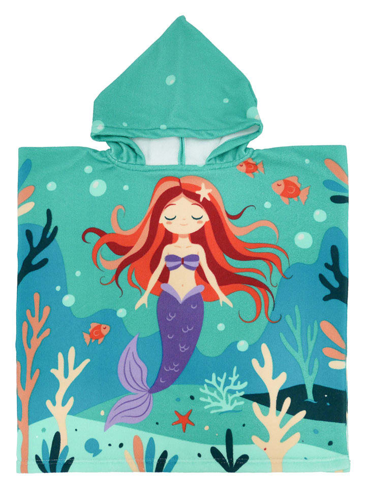 Badeponcho ''Sirena'' in Türkis/ Bunt - (L)60 x (B)60 cm