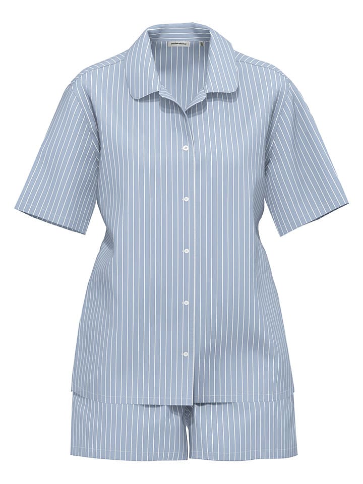 Pyjama lichtblauw/wit