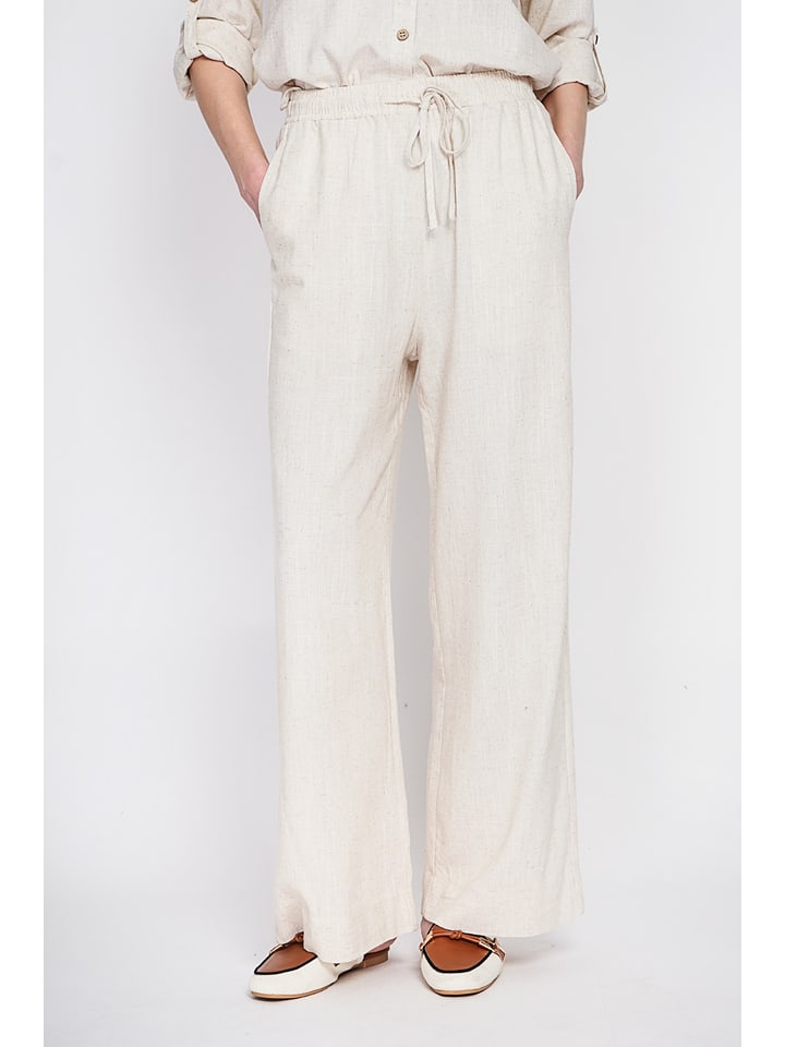 Leinen-Hose in Creme