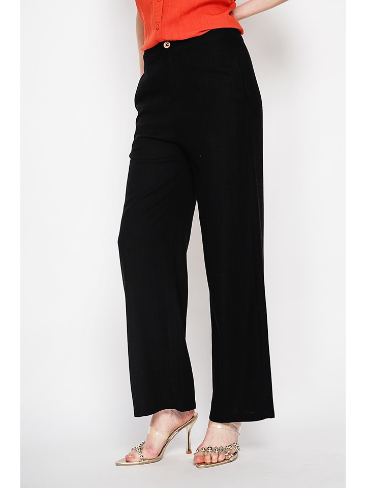 Leinen-Hose in Schwarz