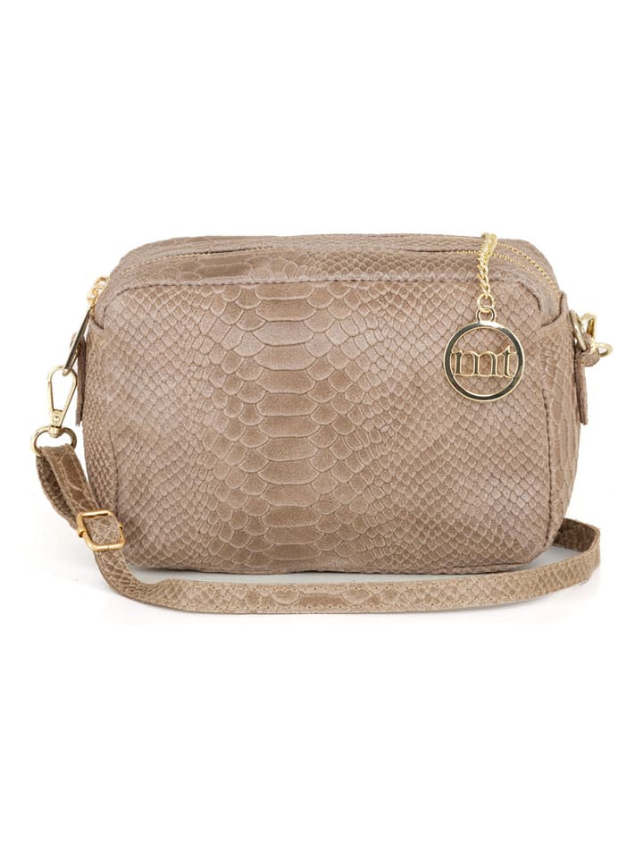 Leren schoudertas "Ortles" taupe - (B)21 x (H)14 x (D)8 cm