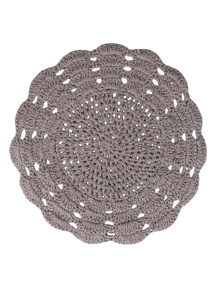 Podkładka stołowa "Crochet" w kolorze szarym - Ø 38 cm