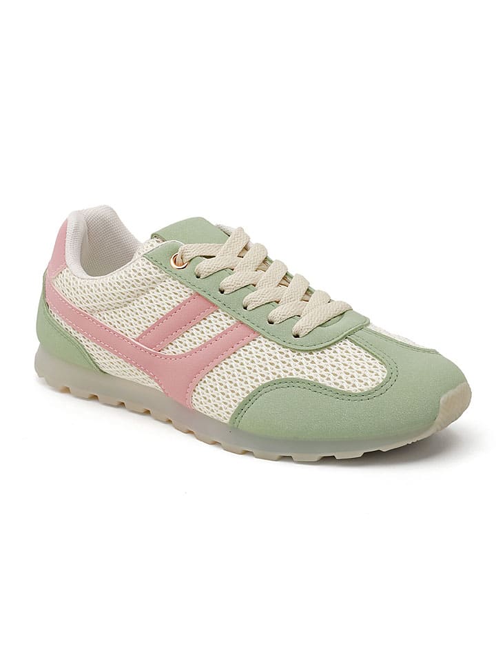 Sneakersy w kolorze kremowo-jasnoróżowo-zielonym