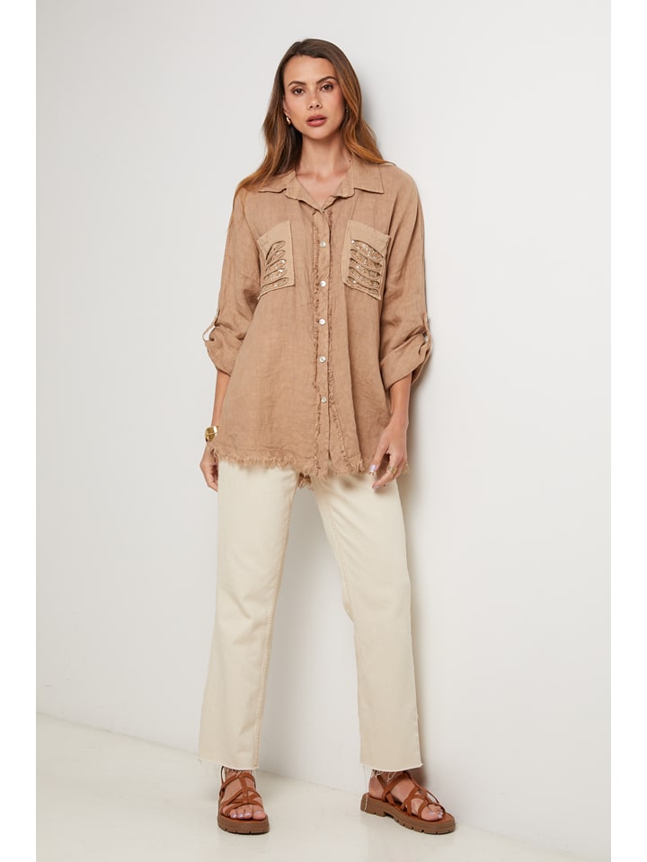 Linnen blouse camel