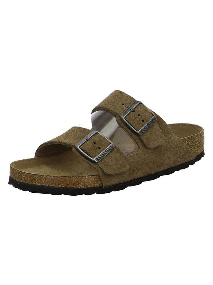 Skórzane klapki "Arizona" w kolorze khaki