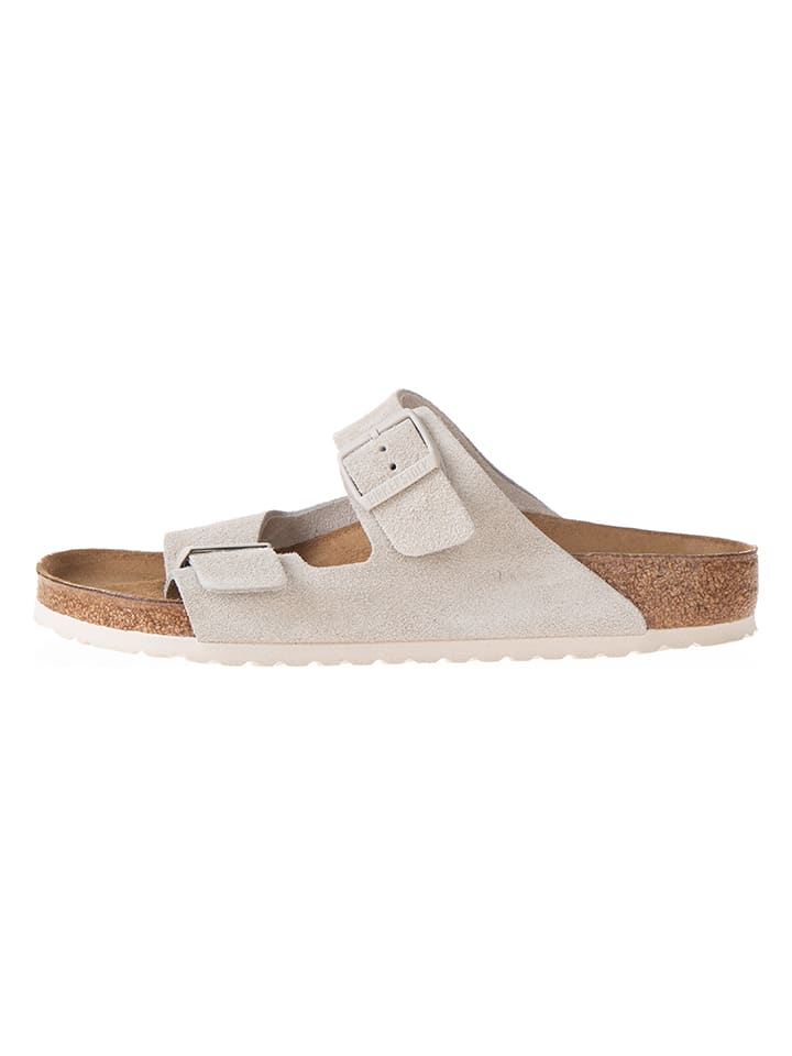 Leder-Pantoletten "Arizona" in Taupe - Weite N