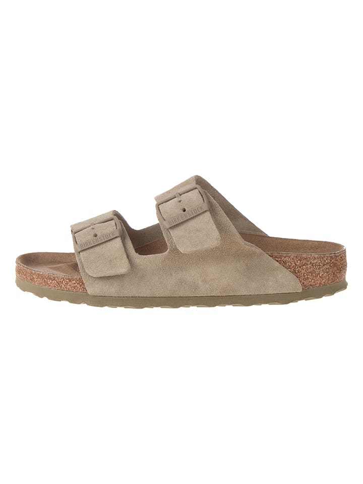Skórzane klapki w kolorze khaki