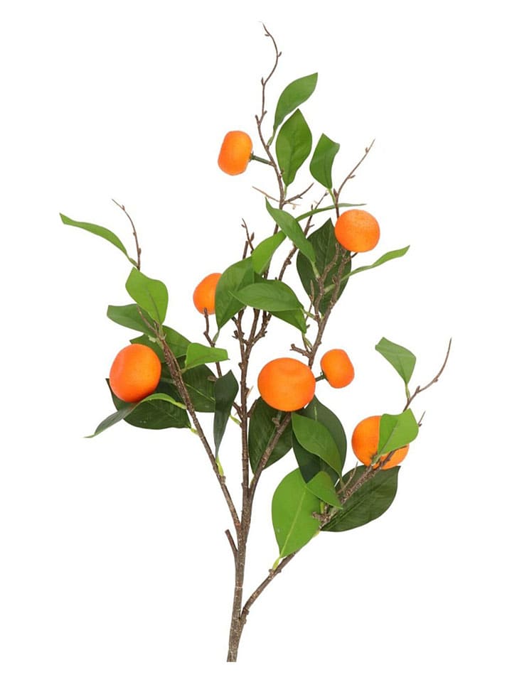 Dekoracyjna gałązka "Clemetine" w kolorze pomarańczowo-zielonym - wys. 90 cm