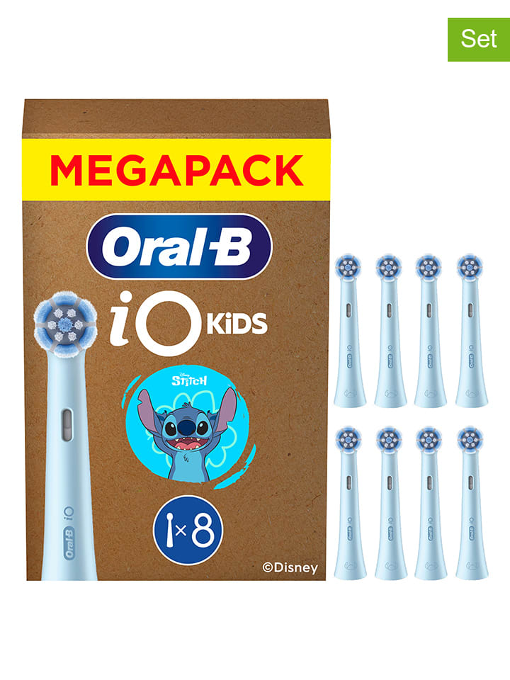 8er-Set: Ersatz-Bürstenköpfe "iO Kids Stitch" in Hellblau