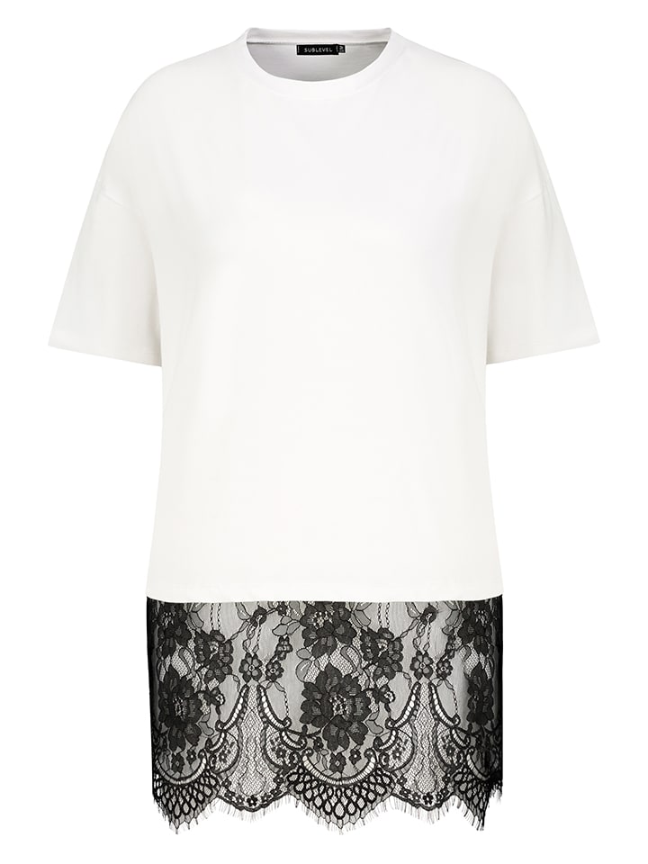 Shirt in Weiß/ Schwarz