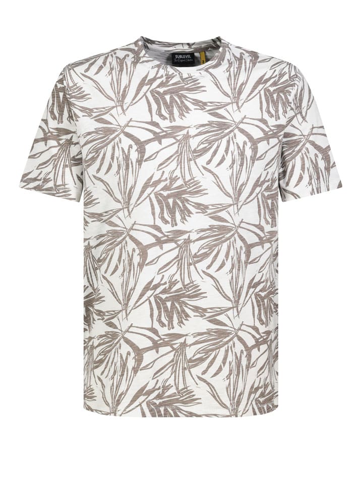 Shirt in Weiß/ Taupe