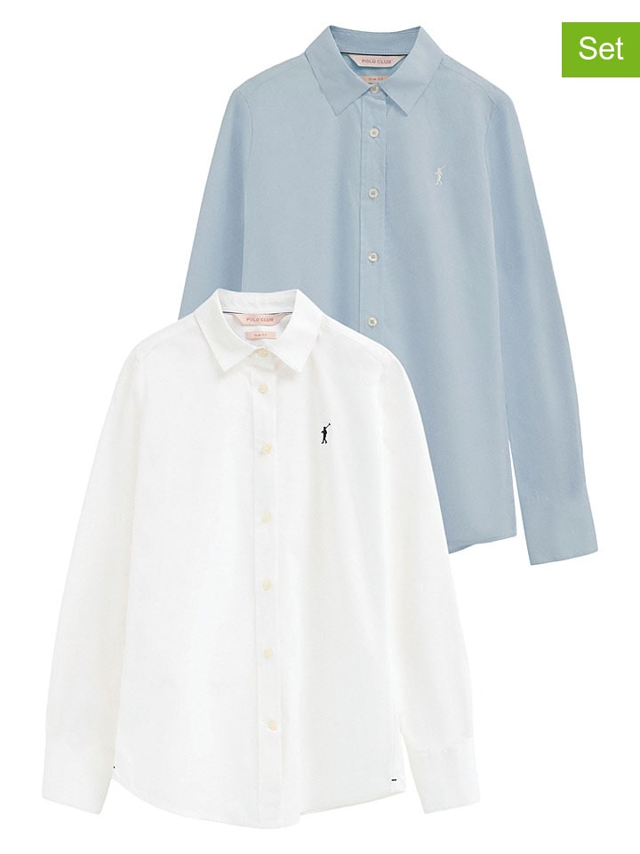 Koszule (2 szt.) - Slim fit - w kolorze białym i błękitnym