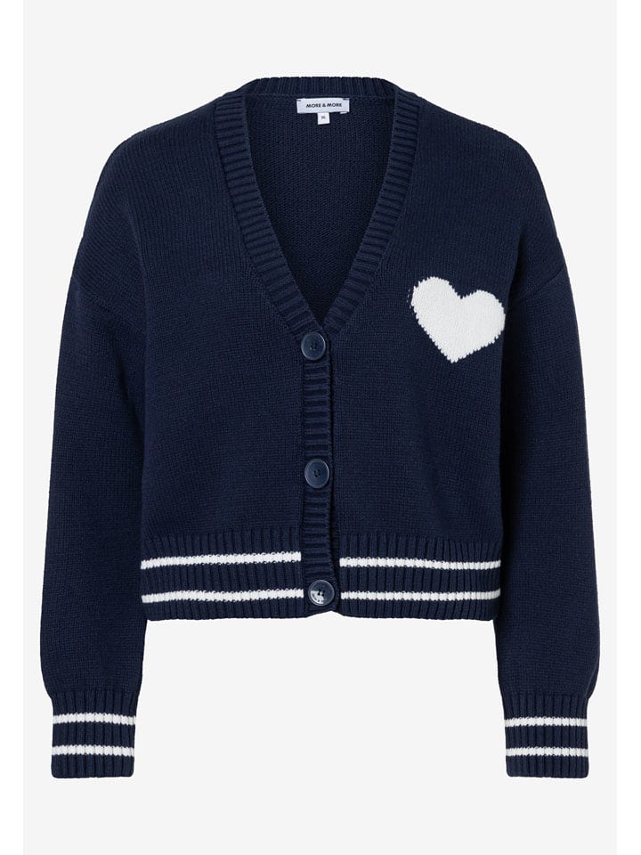 Cardigan in Dunkelblau/ Weiß