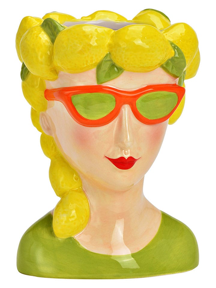 Wazon "Woman" w kolorze żółto-zielonym - wys. 17 x Ø 12 cm