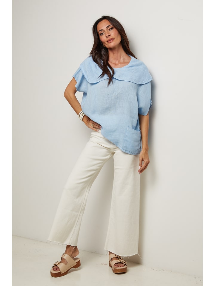 Linnen blouse lichtblauw