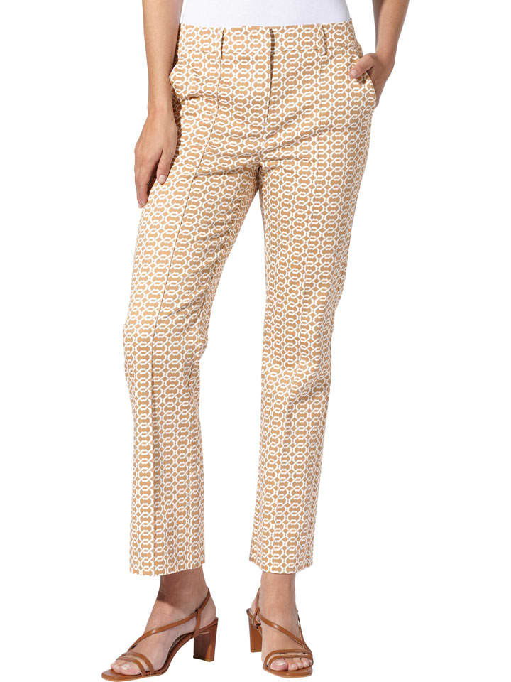 Hose in Beige/ Weiß