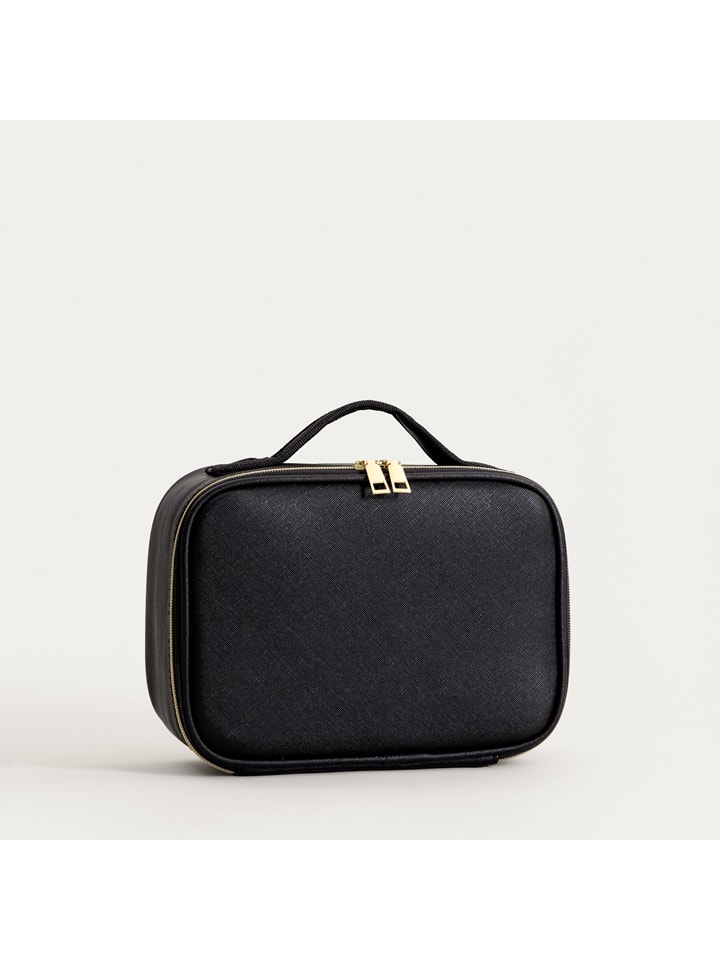 Kosmetiktasche ''Voyelle'' in Schwarz - (B)24,5 x (H)11 x (T)18,5 cm