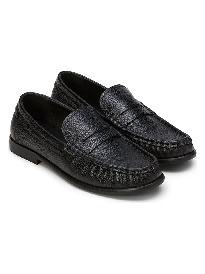 Leder-Mokassins in Schwarz