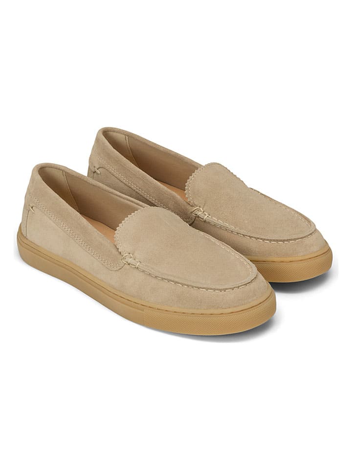 Leder-Mokassins in Beige
