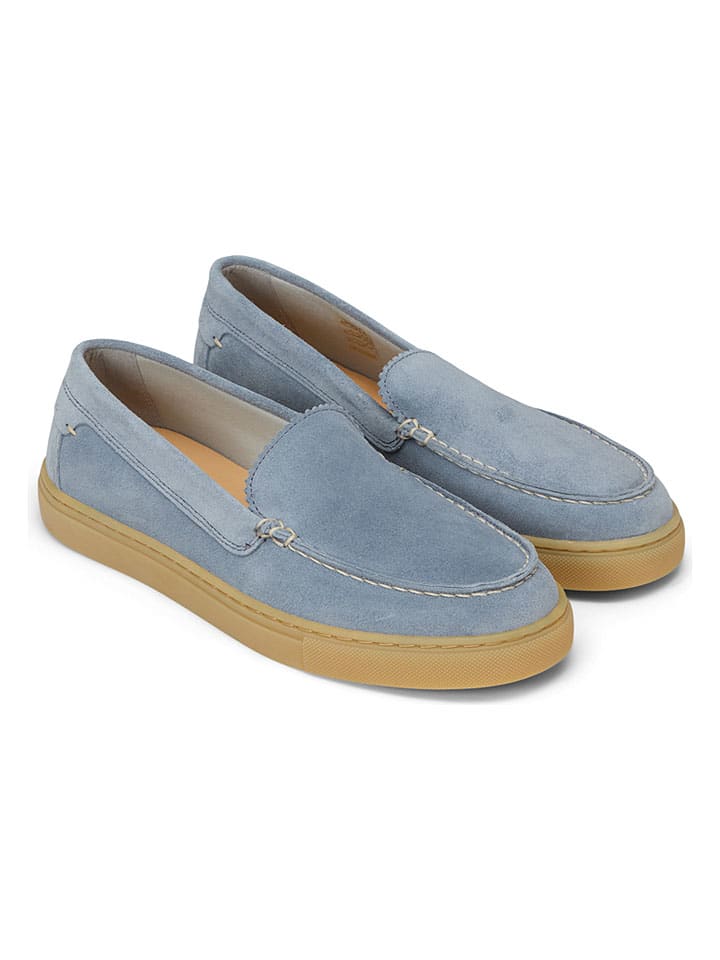 Leder-Mokassins in Hellblau