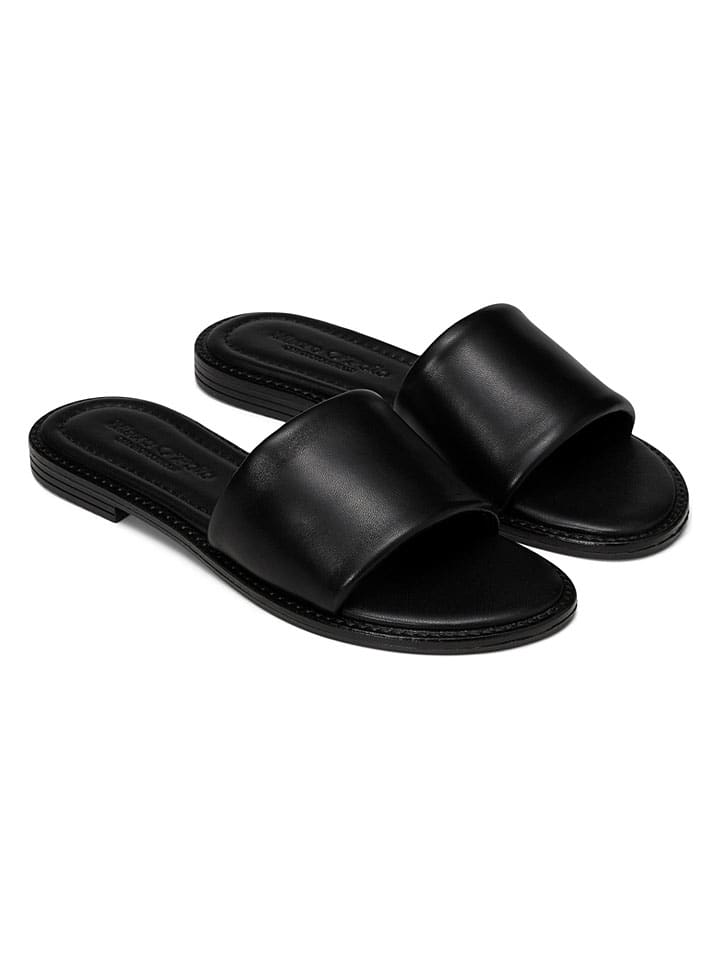 Leder-Pantoletten in Schwarz