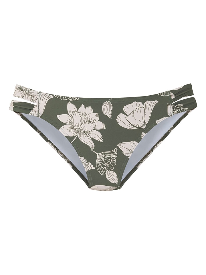 Figi bikini w kolorze ciemnozielono-kremowym