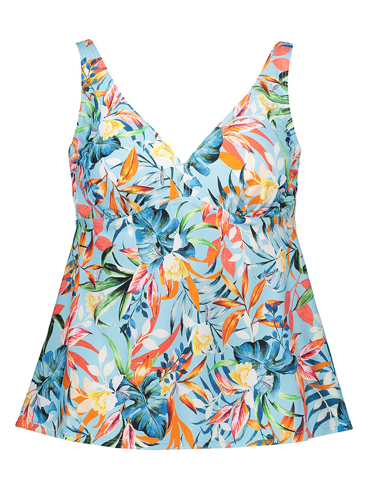 Tankini-Oberteil in Hellblau/ Bunt