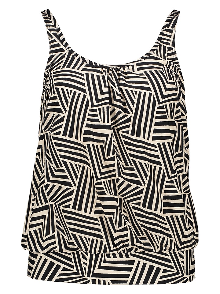 Tankini-Oberteil in Beige/ Schwarz