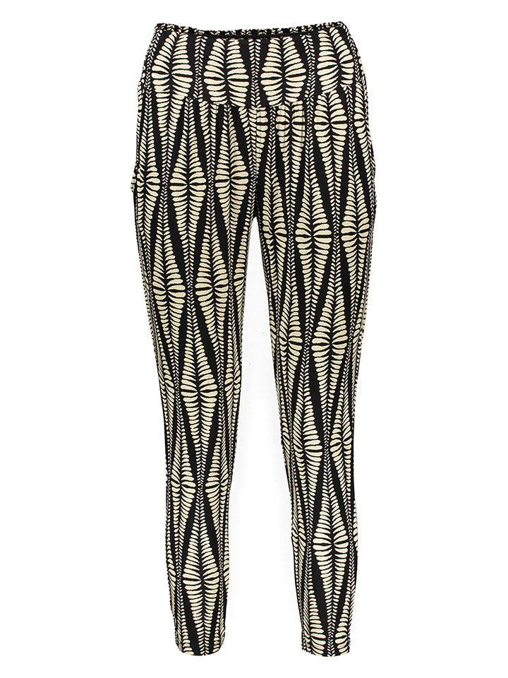 Pyjama-Hose in Schwarz/ Beige