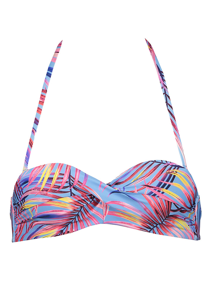 Biustonosz bikini w kolorze błękitnym ze wzorem