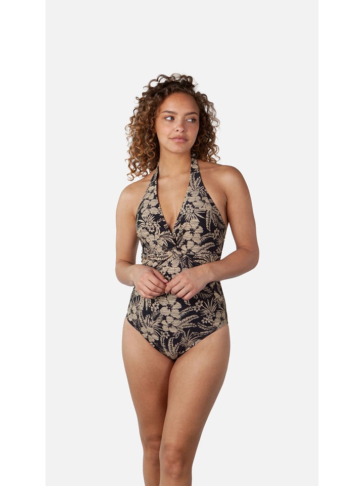 Badeanzug "Tuala" in Schwarz/ Beige