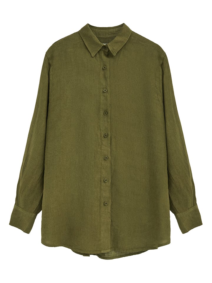 Linnen blouse - regular fit - kaki