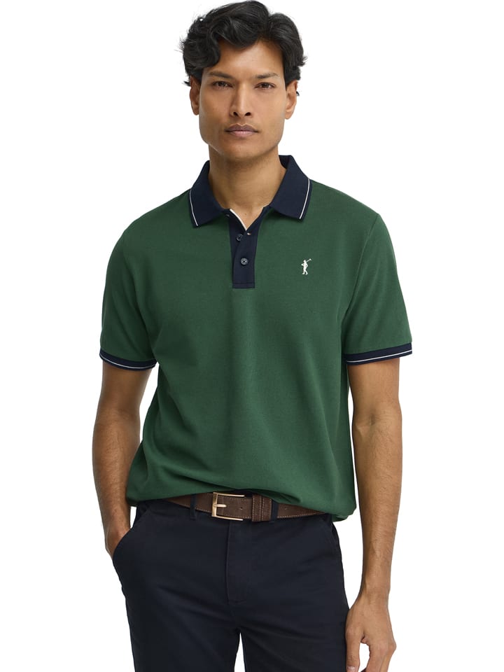 Poloshirt in Grün/ Dunkelblau