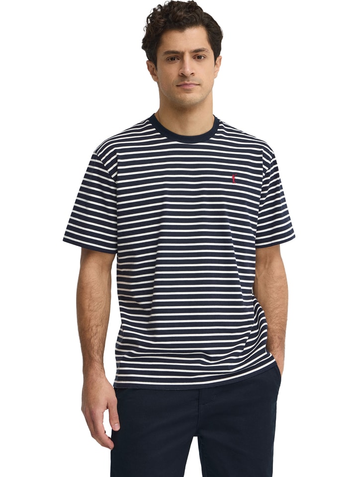 Shirt in Dunkelblau/ Weiß