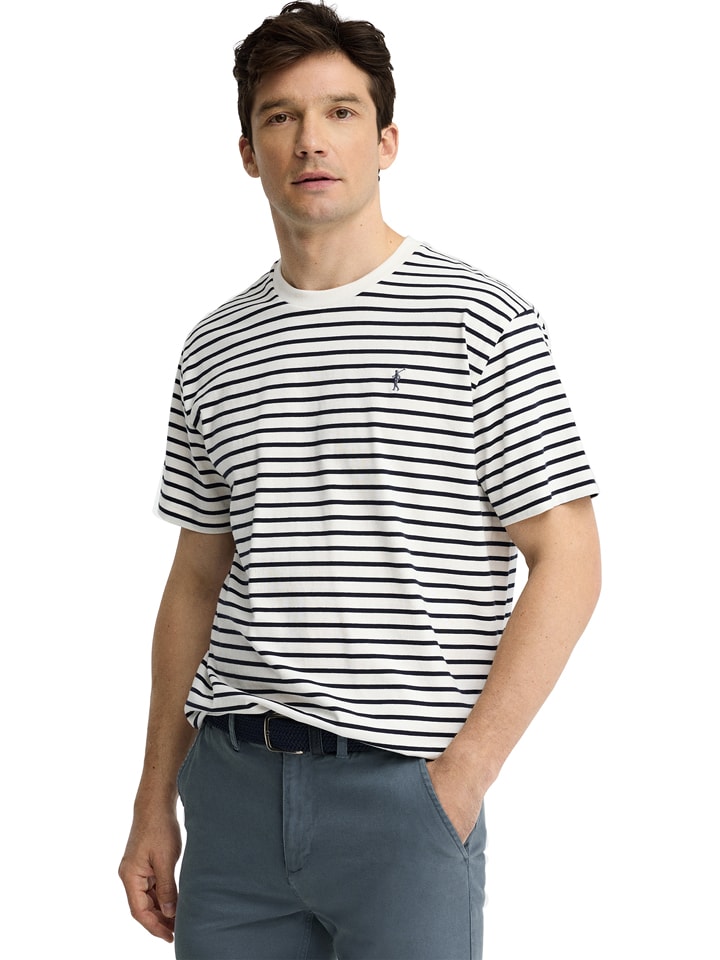 Shirt in Weiß/ Dunkelblau