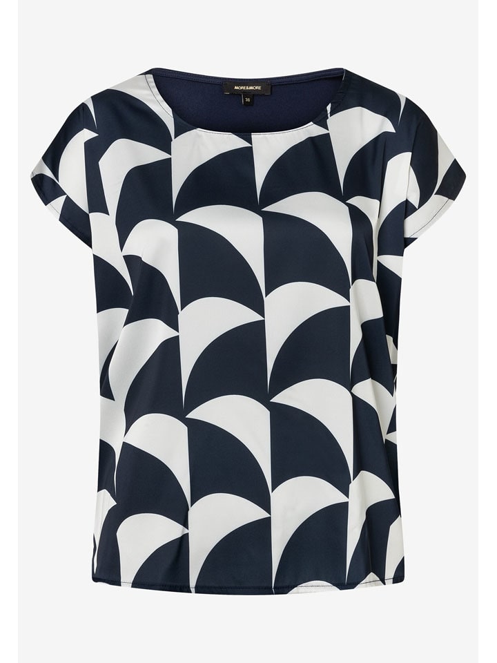 Blouse donkerblauw/wit