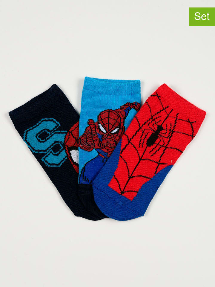 3er-Set: Socken "Spiderman" in Schwarz/ Blau/ Rot