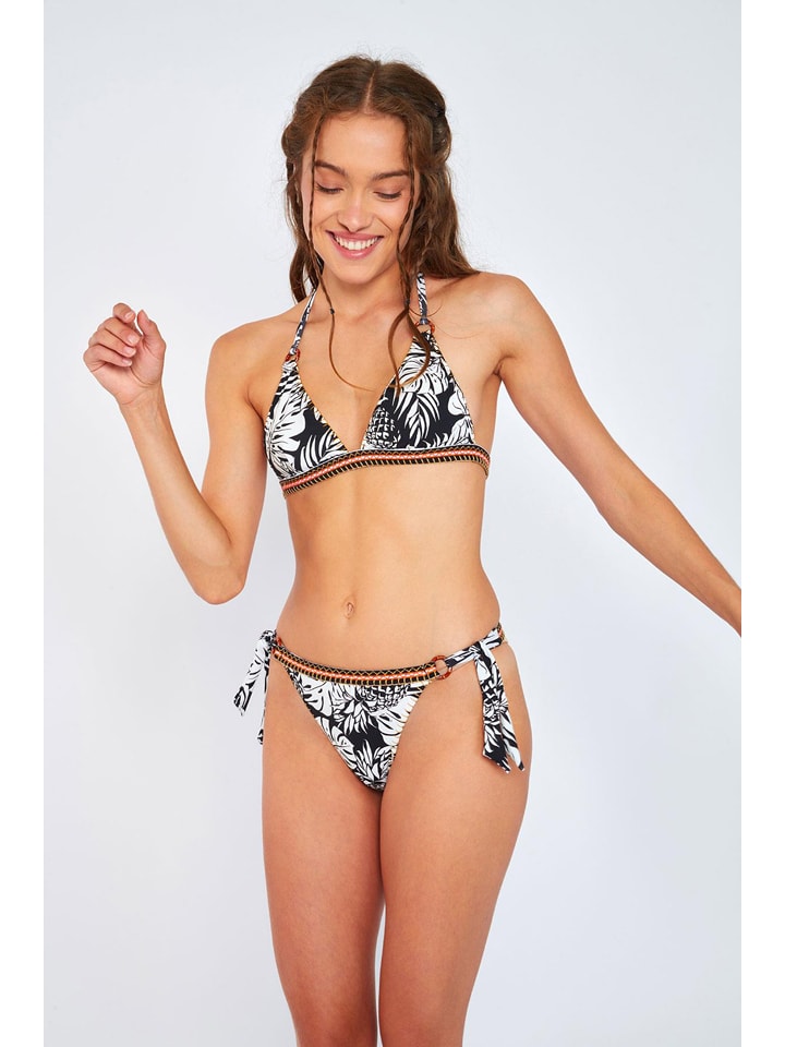 Bikini-Oberteil "Palmbreeze" in Schwarz/ Weiß